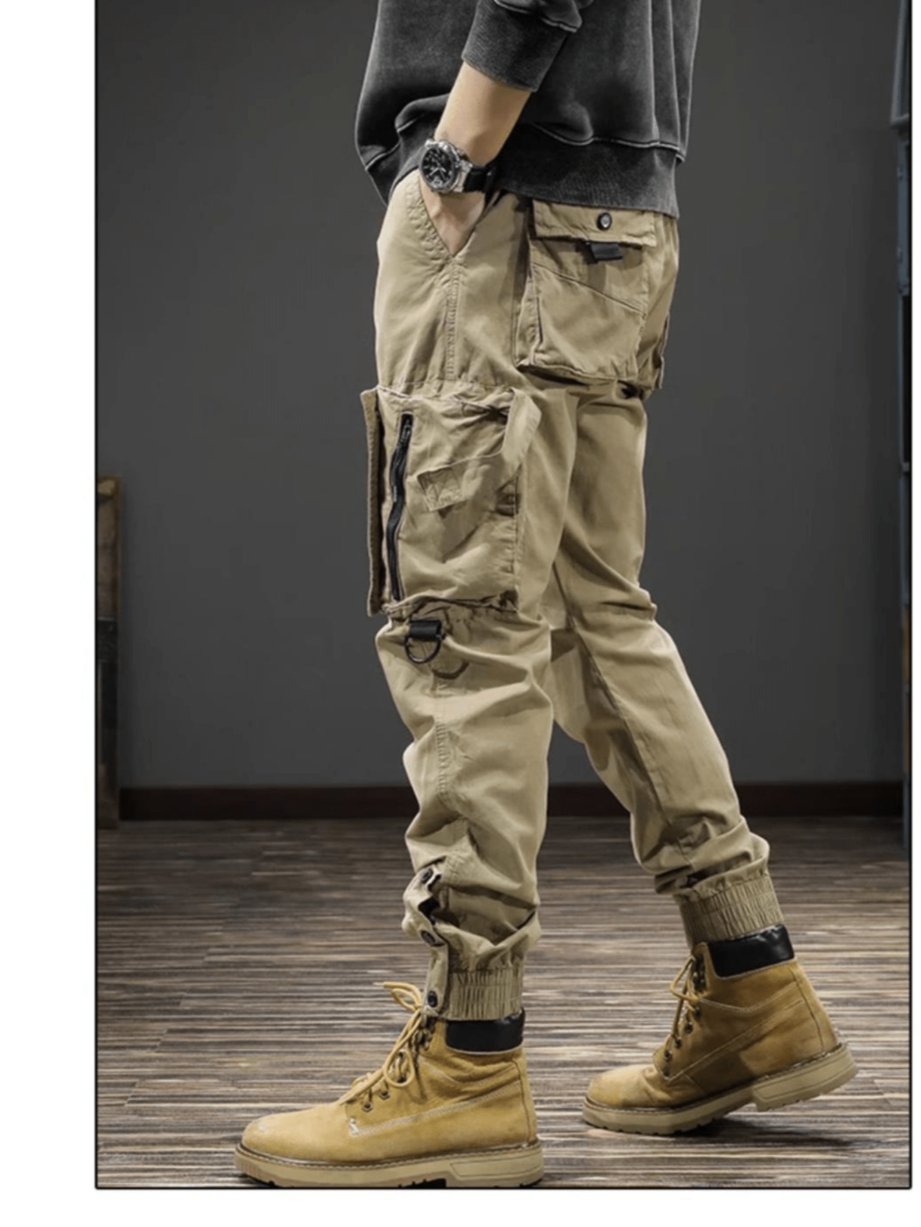 vintage washed fashion brand cargo trousers mens spring and autumn   function   legging casual trousers trendy Product details 3