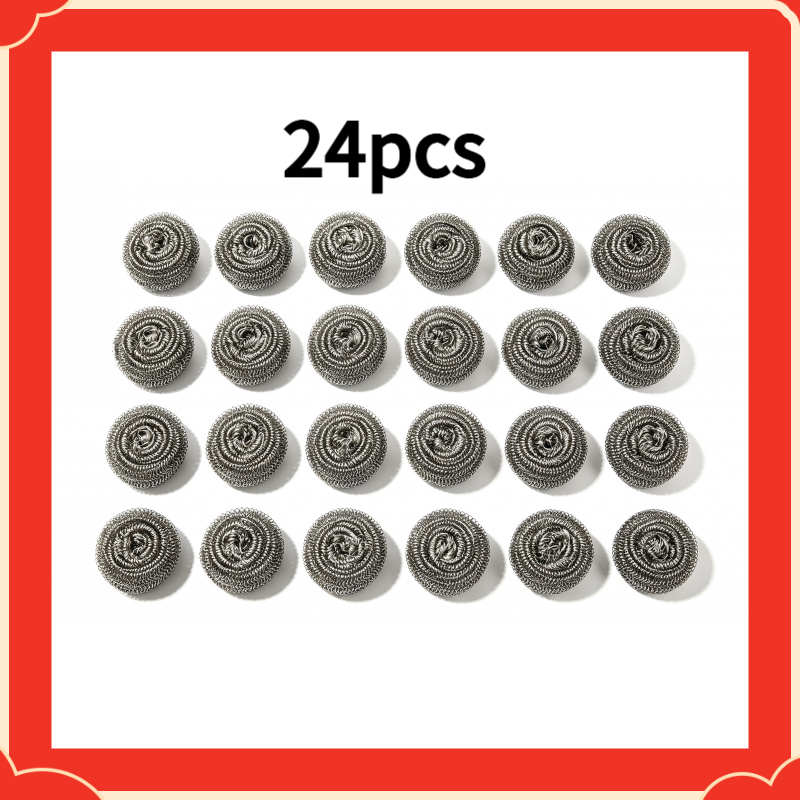 TEMU 24pcs-piece Stainless Steel Cleaning Ball Set, High Quality, Heavy-duty Cleaning Brush, Used To Remove Stains From Pots, Pans, Stoves, Grills,