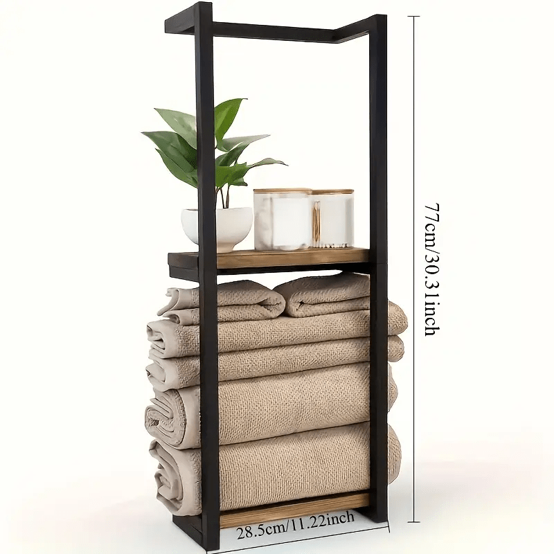 E-shop Französischer Landhausstil 2-Etagen Eisen Wandhandtuchhalter - Robuster Kohlenstoffstahl Badezimmerorganizer für Handtücher, Kerzen & Kosmetik