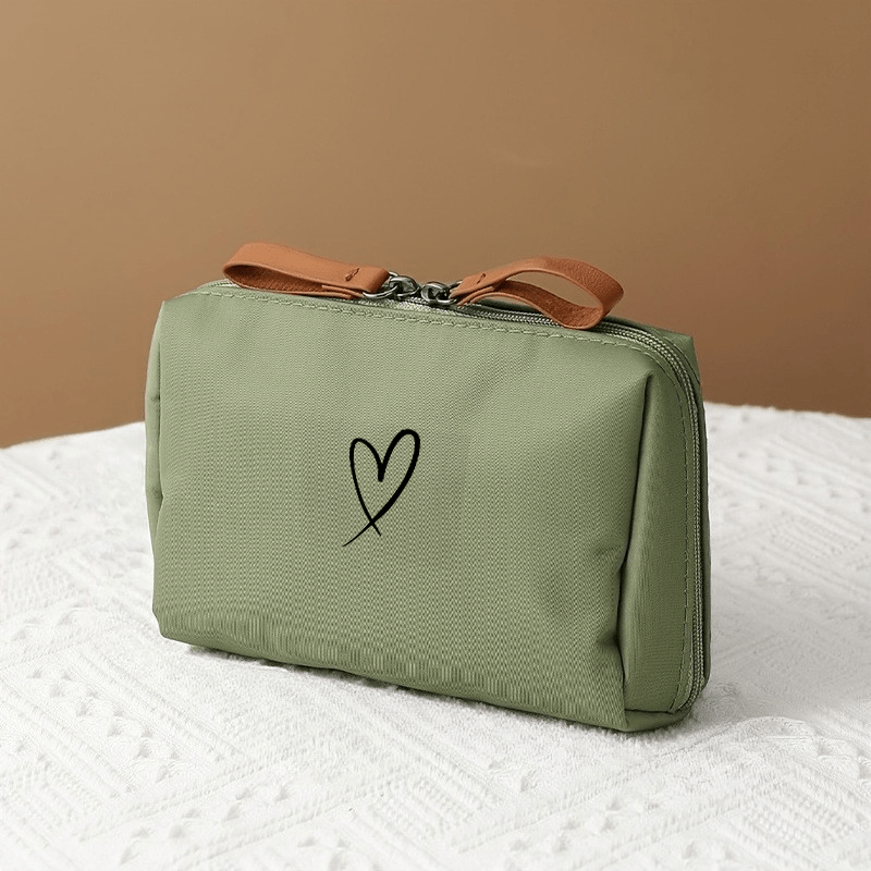 TEMU -bag Organizer Pouch, 1pc Multifunctional Storage Bag, Portable Travel Makeup Bag, Toiletry Organizer Pouch With Heart , Made Of Nylon Material,