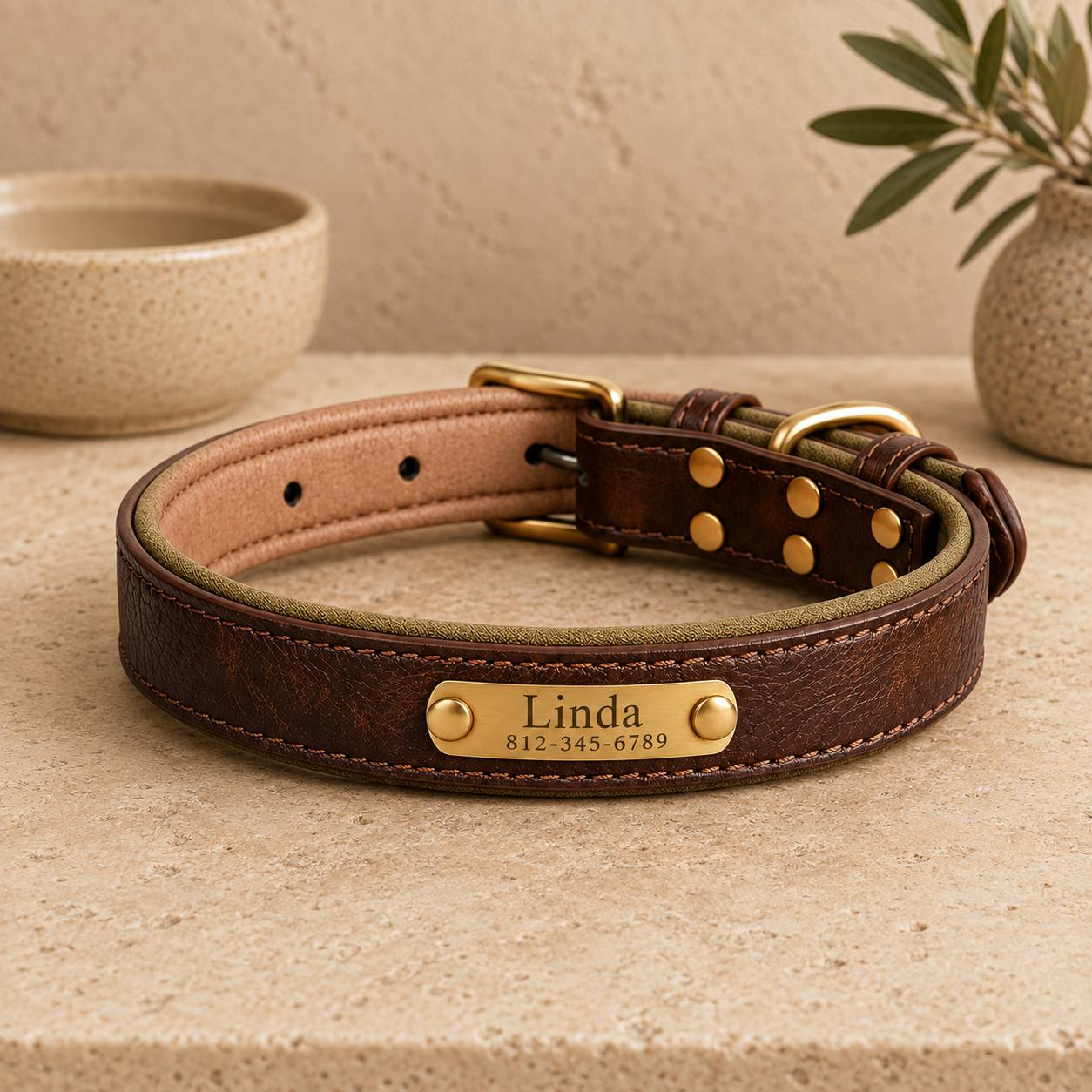 TEMU 1pc Personalized Pet Collar With Custom Engravable Name/phone/id Tag - Adjustable Anti-choking Dog & Collar Suitable For Small, Medium, Large