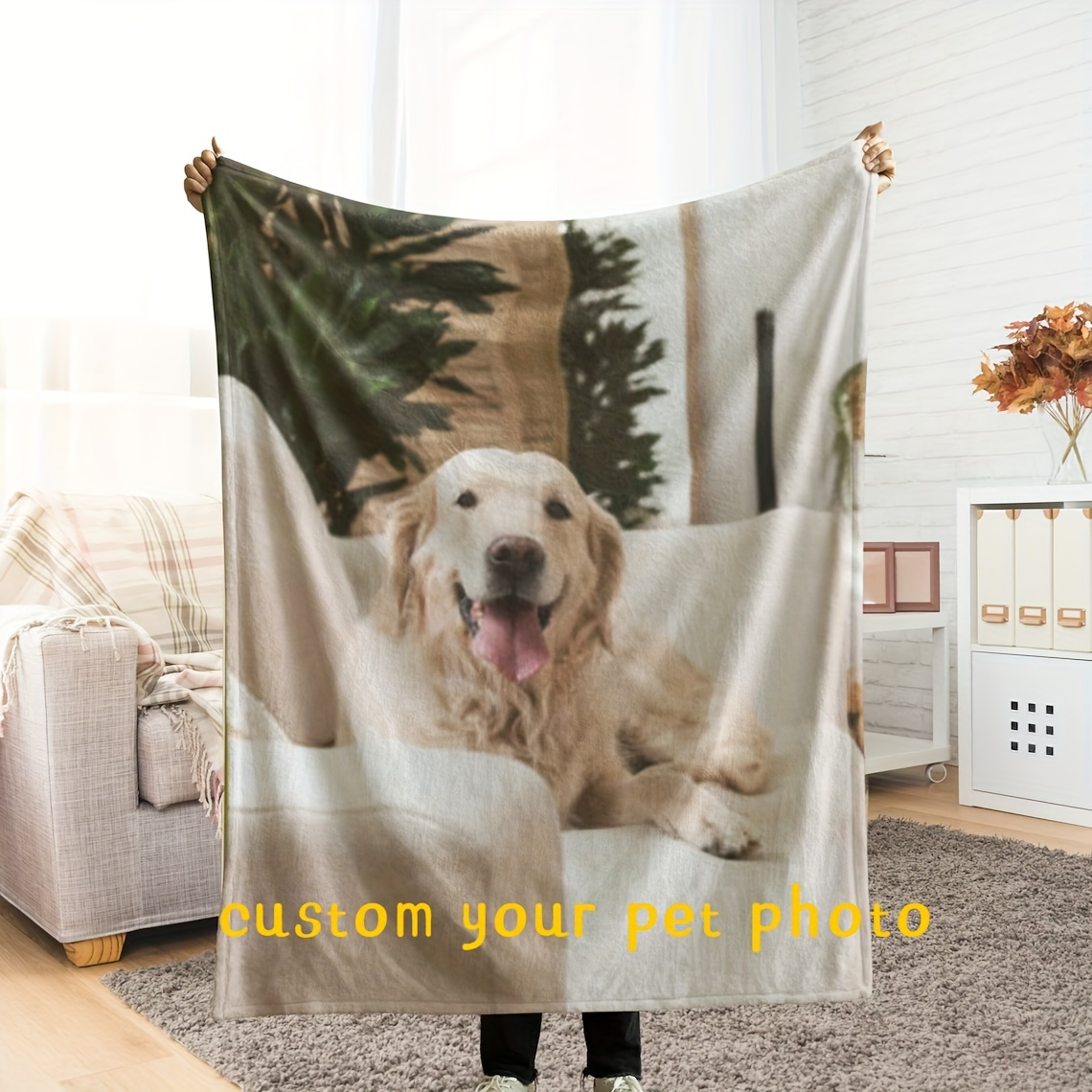 

Personalized Pet Photo Blanket - Soft Flannel Throw, Custom Picture Mat, Gift For Pets, Pet Photo Blanket, Dog Gift Blanket