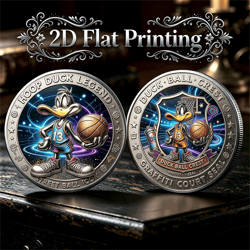 TEMU 2d Dunk Duck Legend Theme Double-sided Color Printed Commemorative Coin, Suitable For Basketball, Cartoon Enthusiast Collection , Desktop