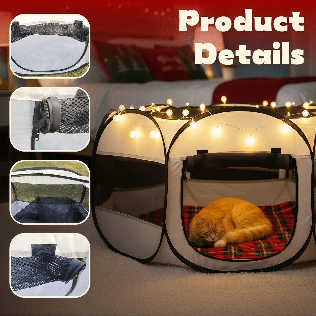 Hexagonal Pet Cage with Breathable Mesh for Cats and Small Dogs