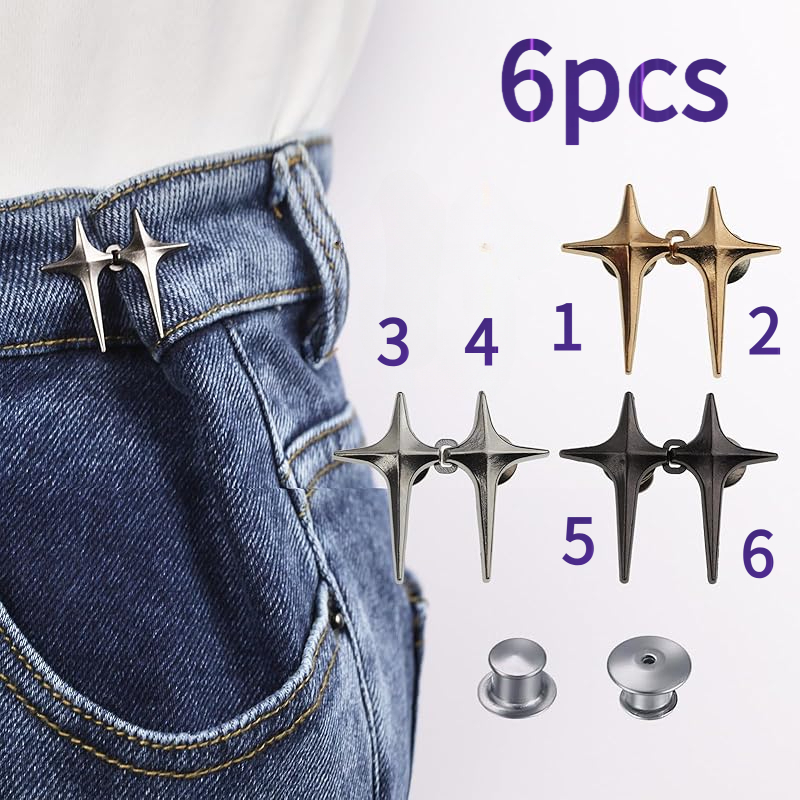 TEMU 6pcs Set Of Adjustable Jeans Waist Cinchers- Detachable Alloy Clips To Instantly Tighten Loose Jeans, Seamless Waist Cinching, Suitable For '&