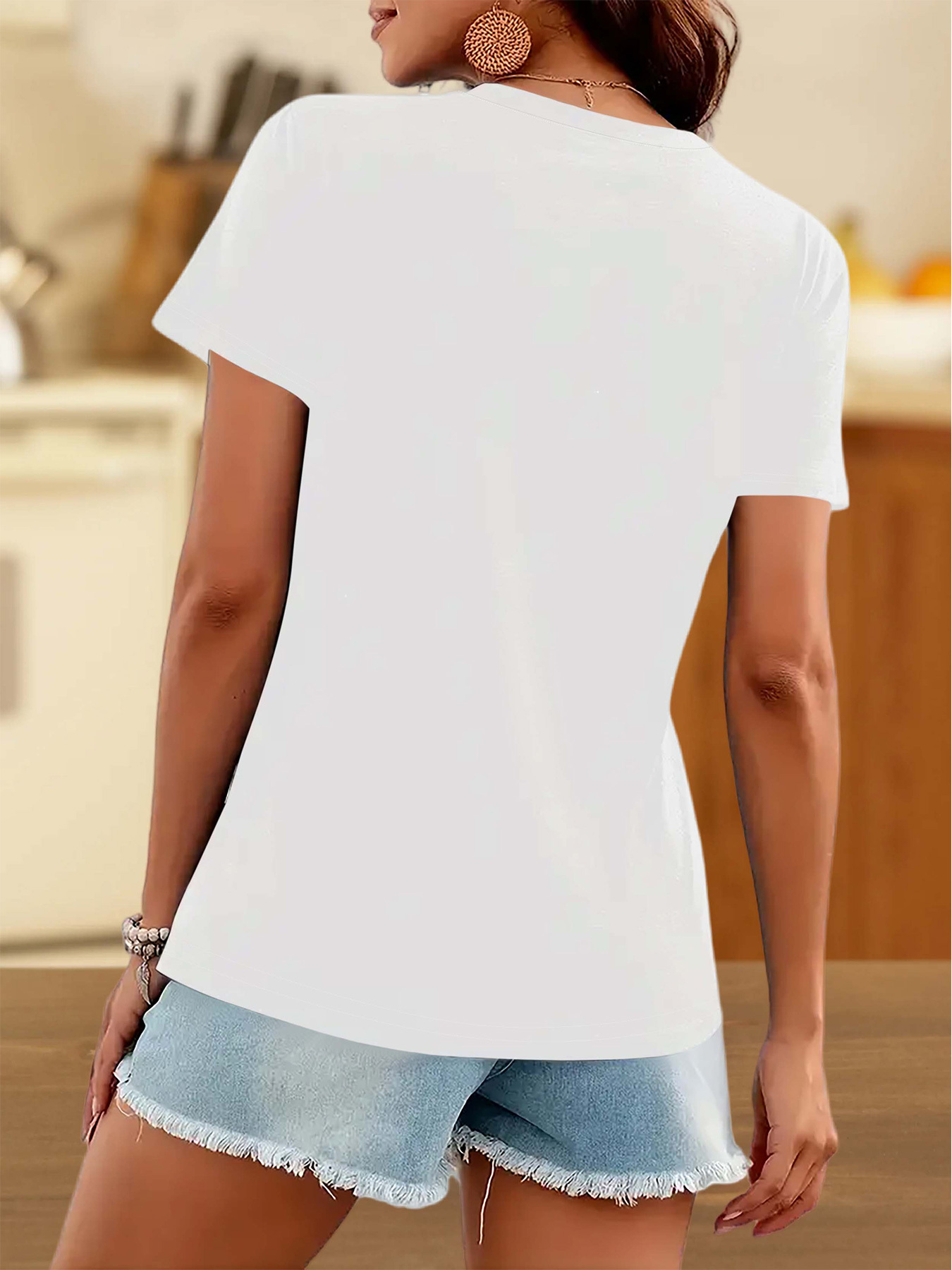 006 womens casual v neck short sleeve t shirt     tee personalized text design daily versatile  