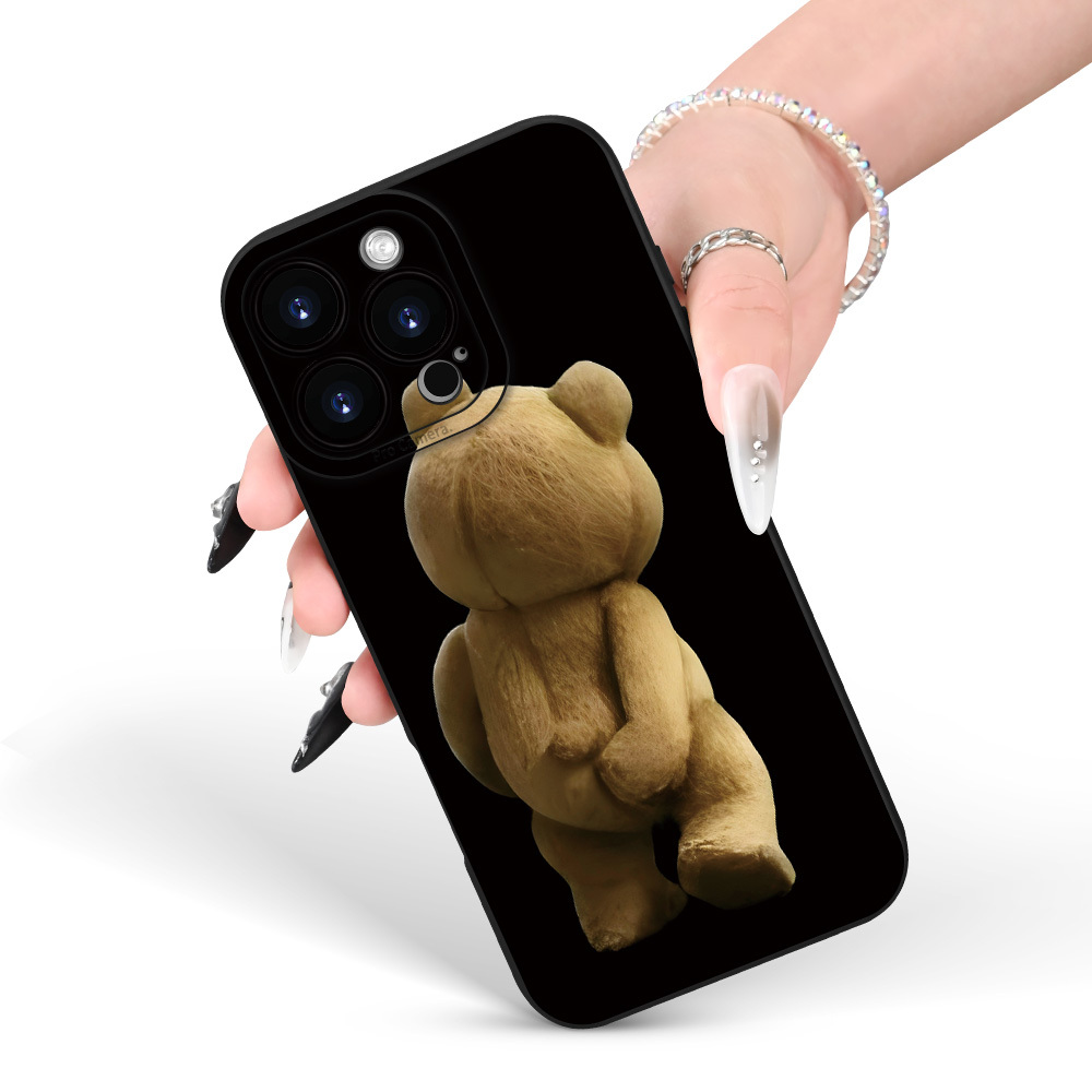 TEMU Phone Case: Ins-style Fashionable And Creative Dark, Cool, And Printed Pattern, High-end Simple And Cute Bear Phone Case, Anti-slip And