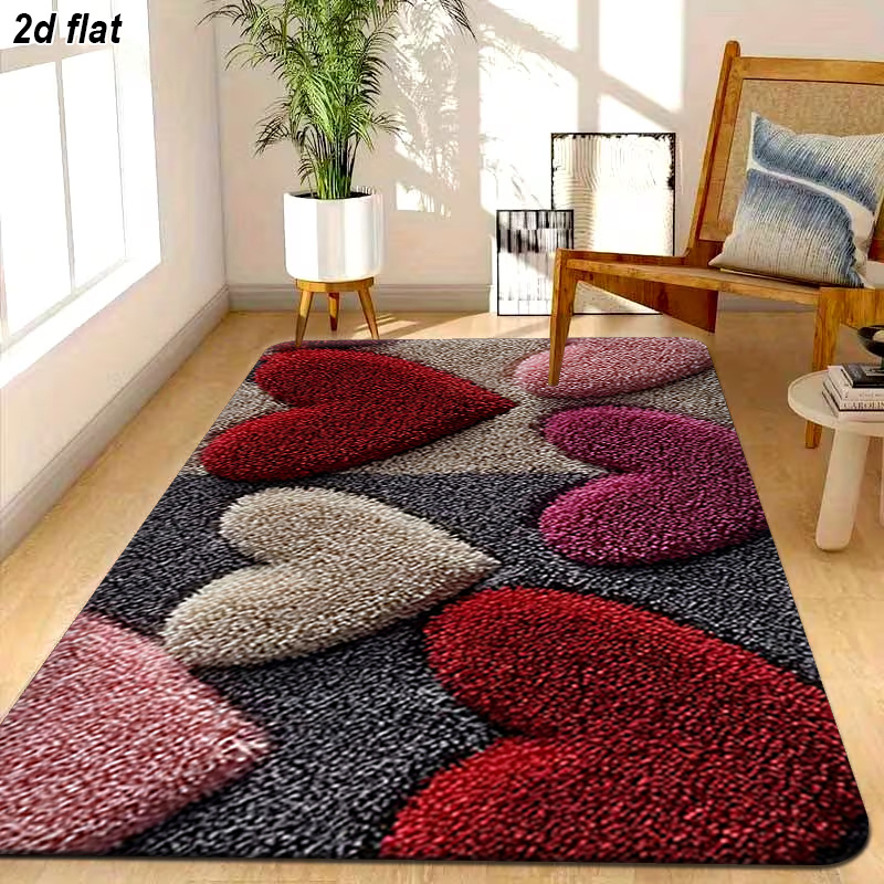 TEMU 2d Plane, 2d Plane, 1pc 2d Plane Heart-shaped Rectangular Non-slip Mat, Suitable For Bathrooms, Made Of Microfiber. Polyester Mat Is Perfect For