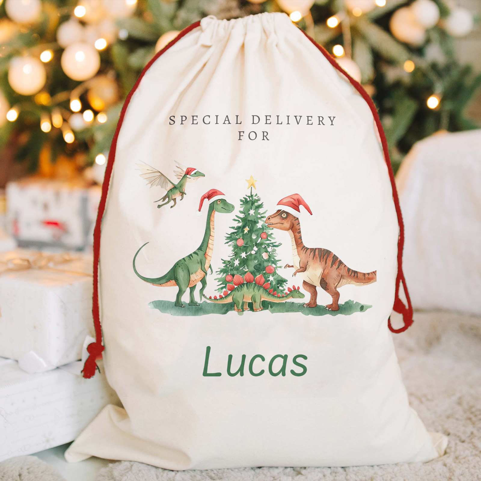 TEMU 1 Personalized Santa Claus Gift Bag - Customizable With Name/text. Suitable For Christmas Parties, Corporate Events. Features A Drawstring