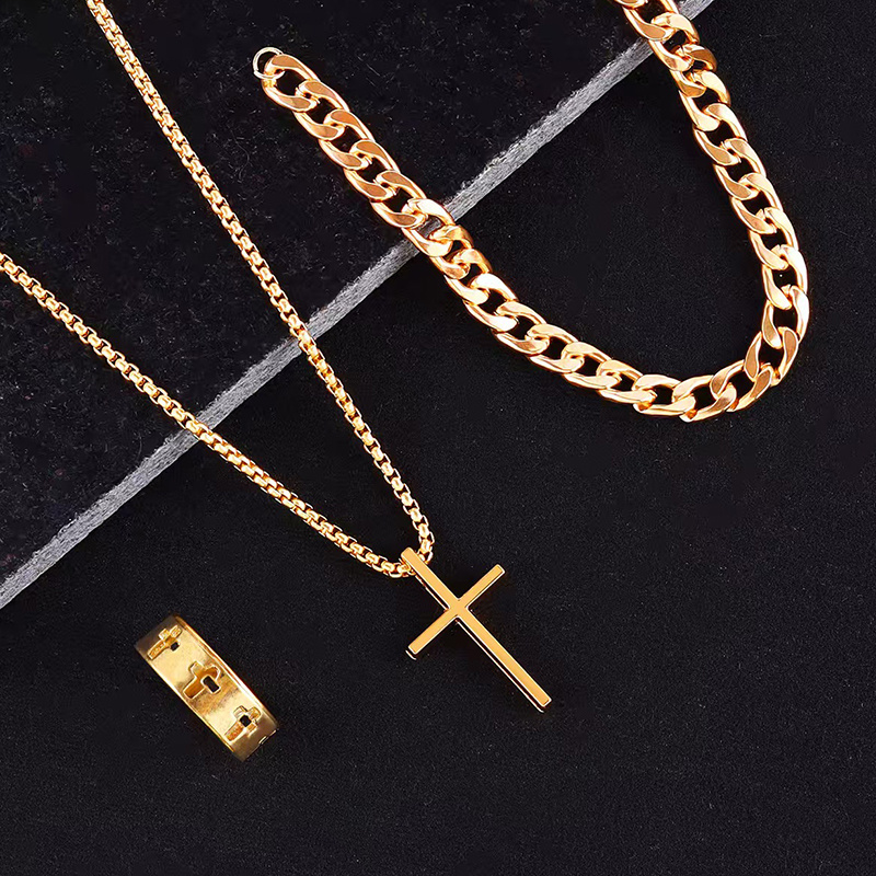 item picture 3pcs   cross   personalized necklace bracelet ring party commemorative jewelry exquisite christmas birthday gift