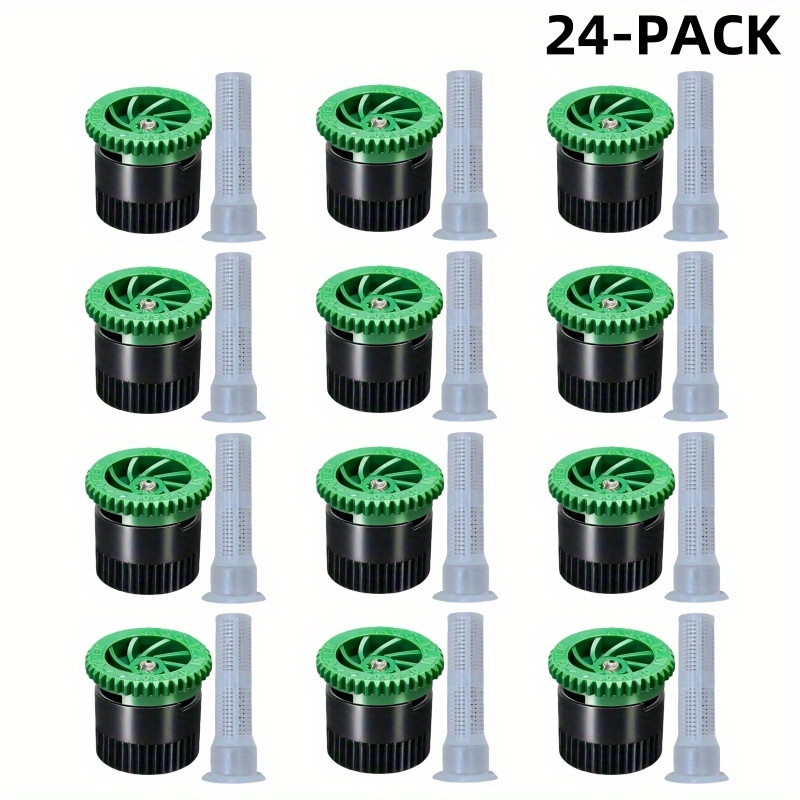 TEMU 24/16/8pcs Boquilla de Riego Ajustable 360° y Filtro - Aspersor Pop-Up Extensible para Césped, Jardín con Alcance Regulable, Compatible con la