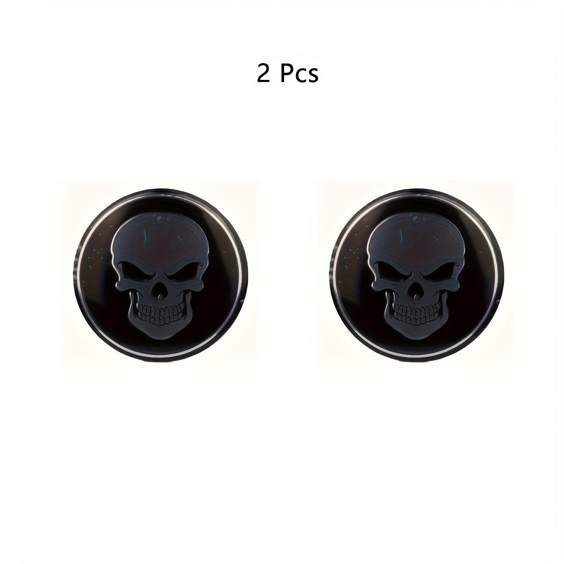 Image of 56mm Skeleton Head Wheel Center Cap Sticker - Durable Plastic, Black And | And Remove | For Cars, Motorcycles, Trucks, Suvs | Exterior Additions