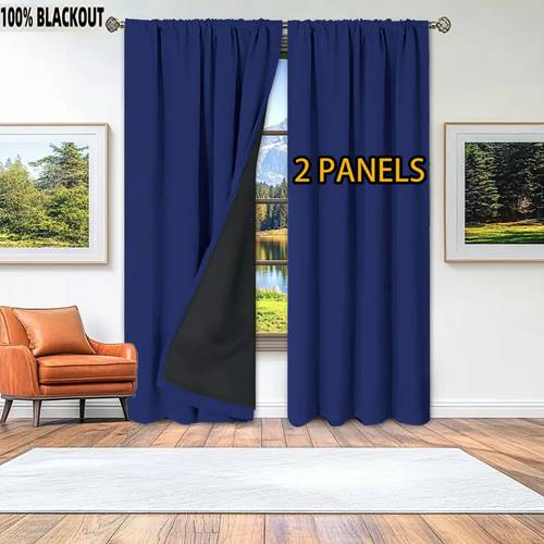 2pcs 100 blackout curtains light blocking for indoor darkening solid color polyester with lining lightweight top rod modern minimalist style for bedroom dining room living room kitchen balcony blocking curtains sleek window coverings contemporary drapes polyester curtains smooth texture design twopiece set living room upgrade