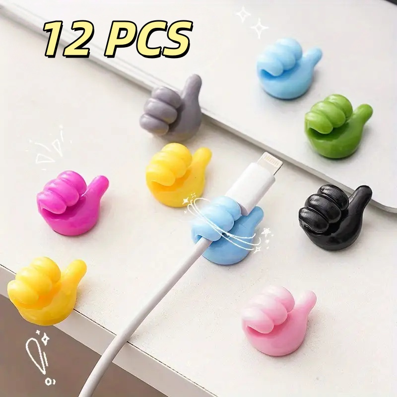 TEMU Thumb-shaped Cable Clips Are Suitable For Home Decoration, Bedrooms, No Drilling Required, Adhesive Hooks, Pvc Material, Charging Cable