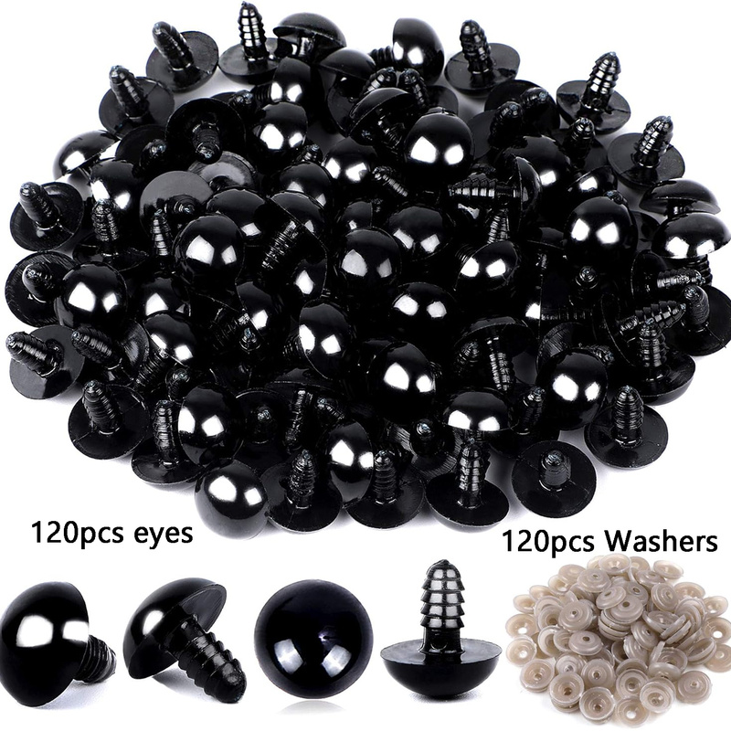 240pcs 12mm Safety Eyes With Washers Black Plastic Safety Eyes For Doll Crochet Eyes For Diy Crafts Stuffed Animals Making Supplies