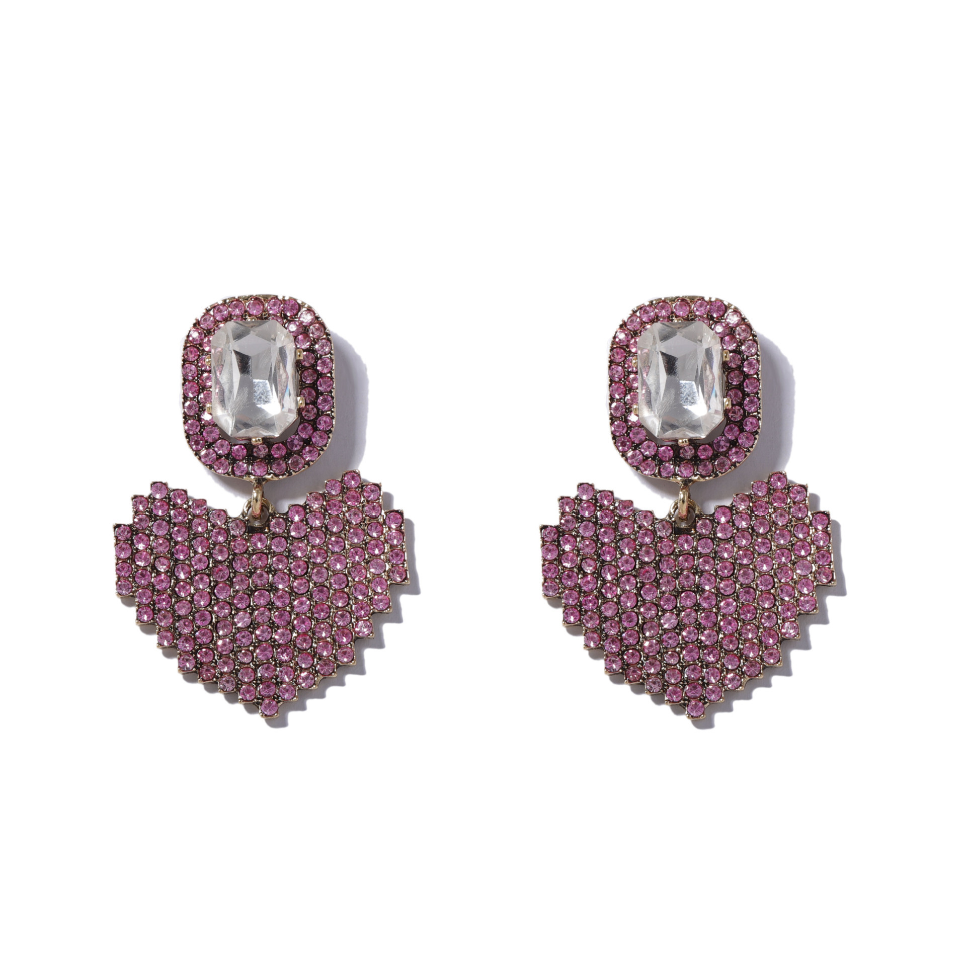 elegant boho-chic heart-shaped alloy dangle earrings with sparkling rhinestones -    , boho earrings details 5