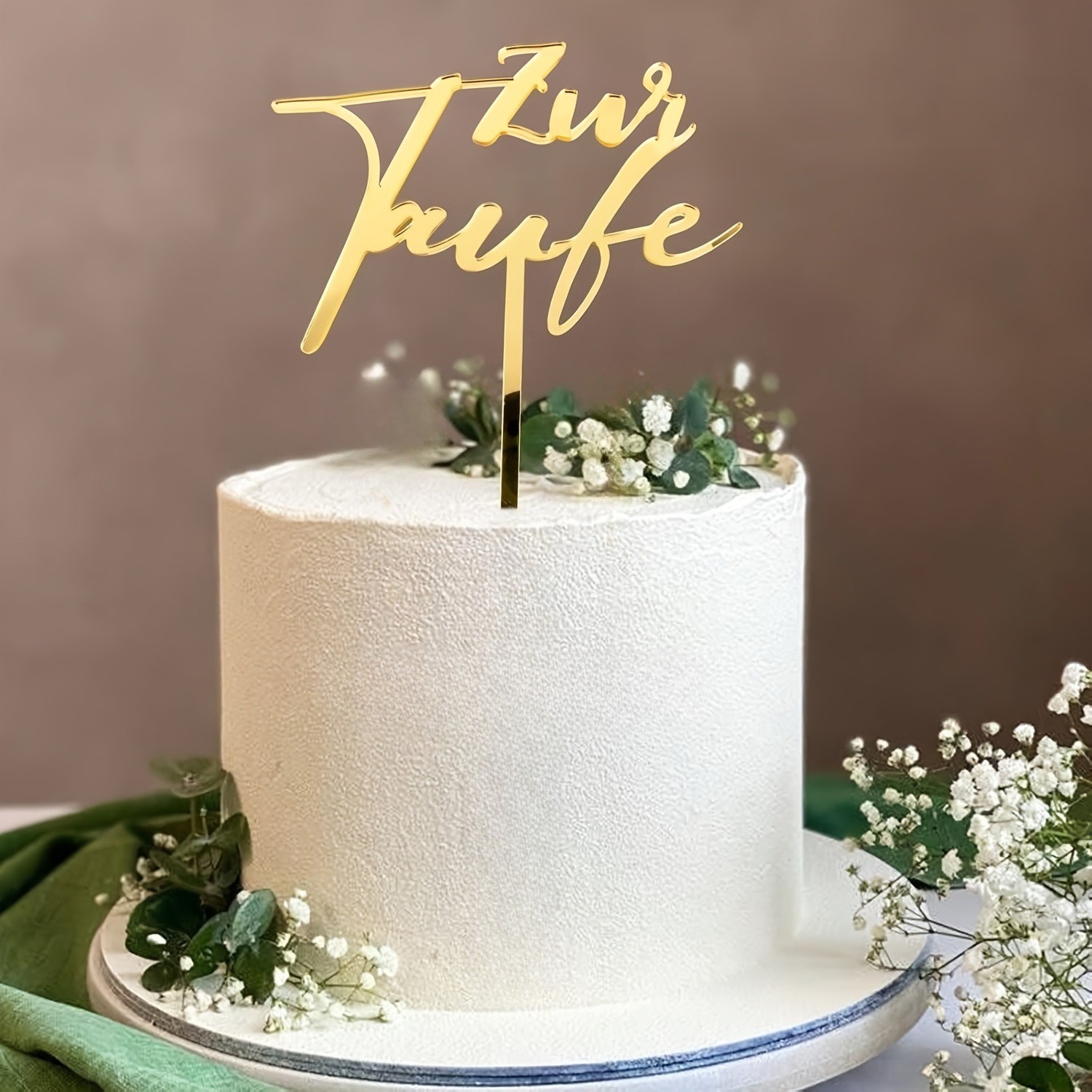 TEMU 1pc Golden Acrylic Zur Taufe Cake Topper, German Baptism Cake Decor For Baby, Acrylic Cake Topper For Christening Ceremony, Party Supplies For