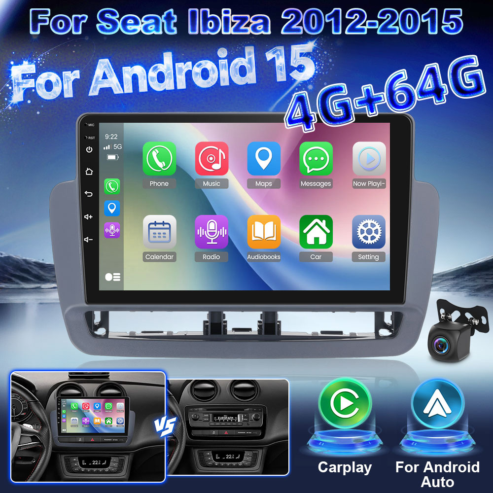 [4g+64g] 15 Car Stereo For Models From 2012 To 2015 Featuring , A 9-inch Touchscreen Display With Gps Navigation, Wifi, Rds/fm, Wireless, Eq, Swc, And A Rearview Camera