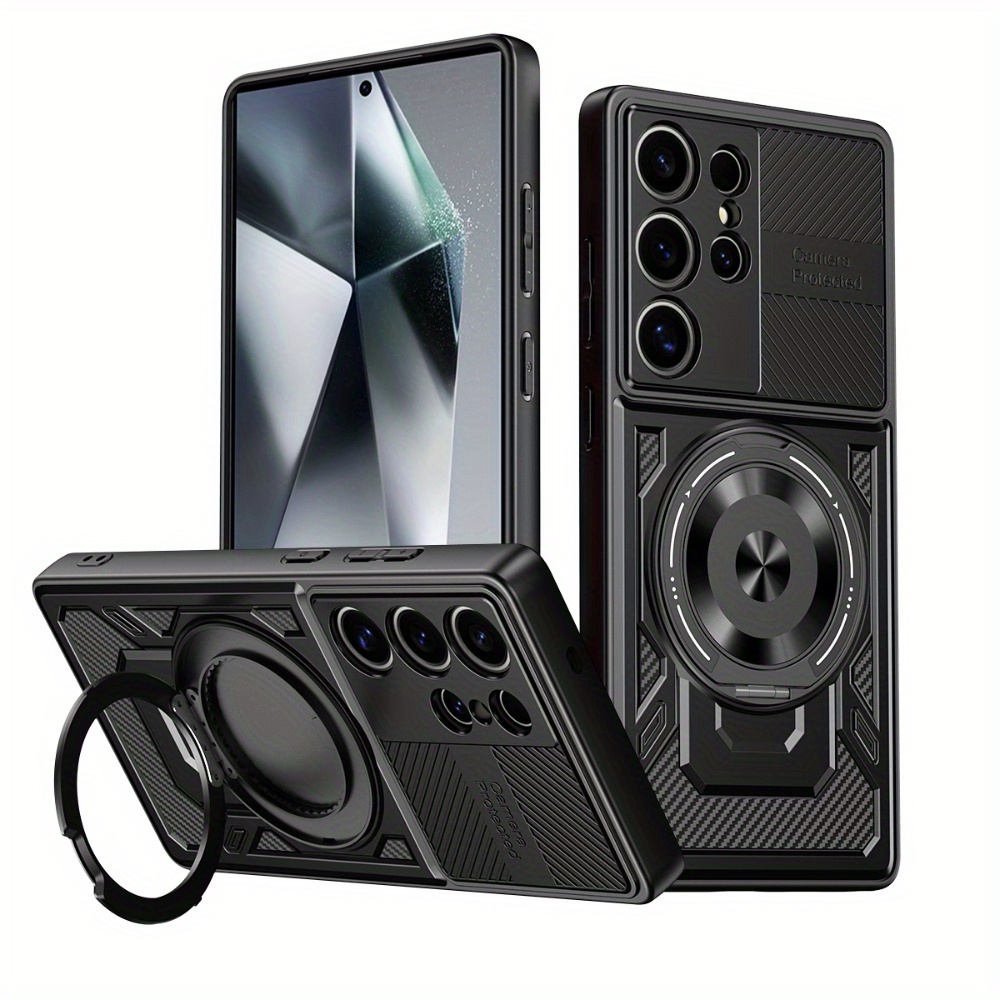 TEMU Phone Case - Suitable For Galaxy S25 24 23 22 21 20fe 24fe 23fe 21fe Phone Case Rotating Hardware Bracket Anti Drop Hard Case