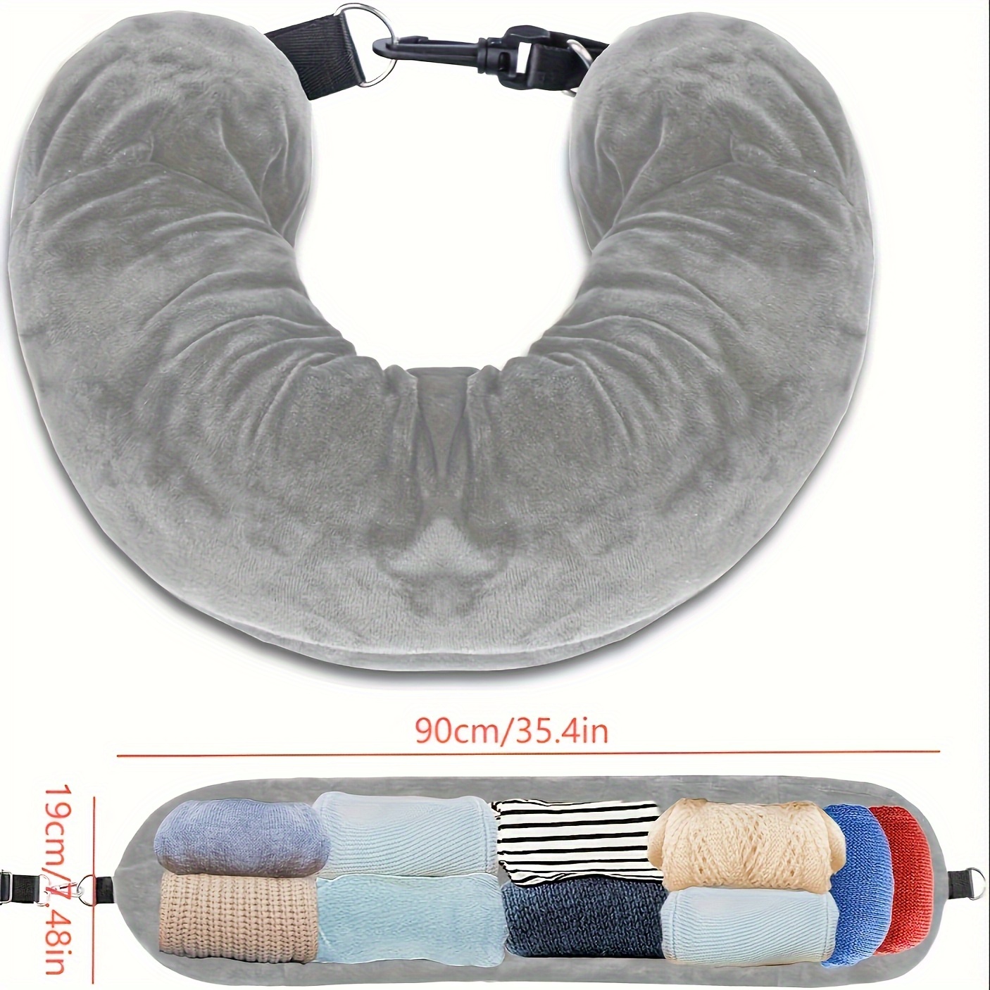 TEMU U-shaped Travel Pillow With Adjustable Shoulder Strap, In 3 Colors, Soft And Compact, Convenient For Neck Support During Travel (insert Not