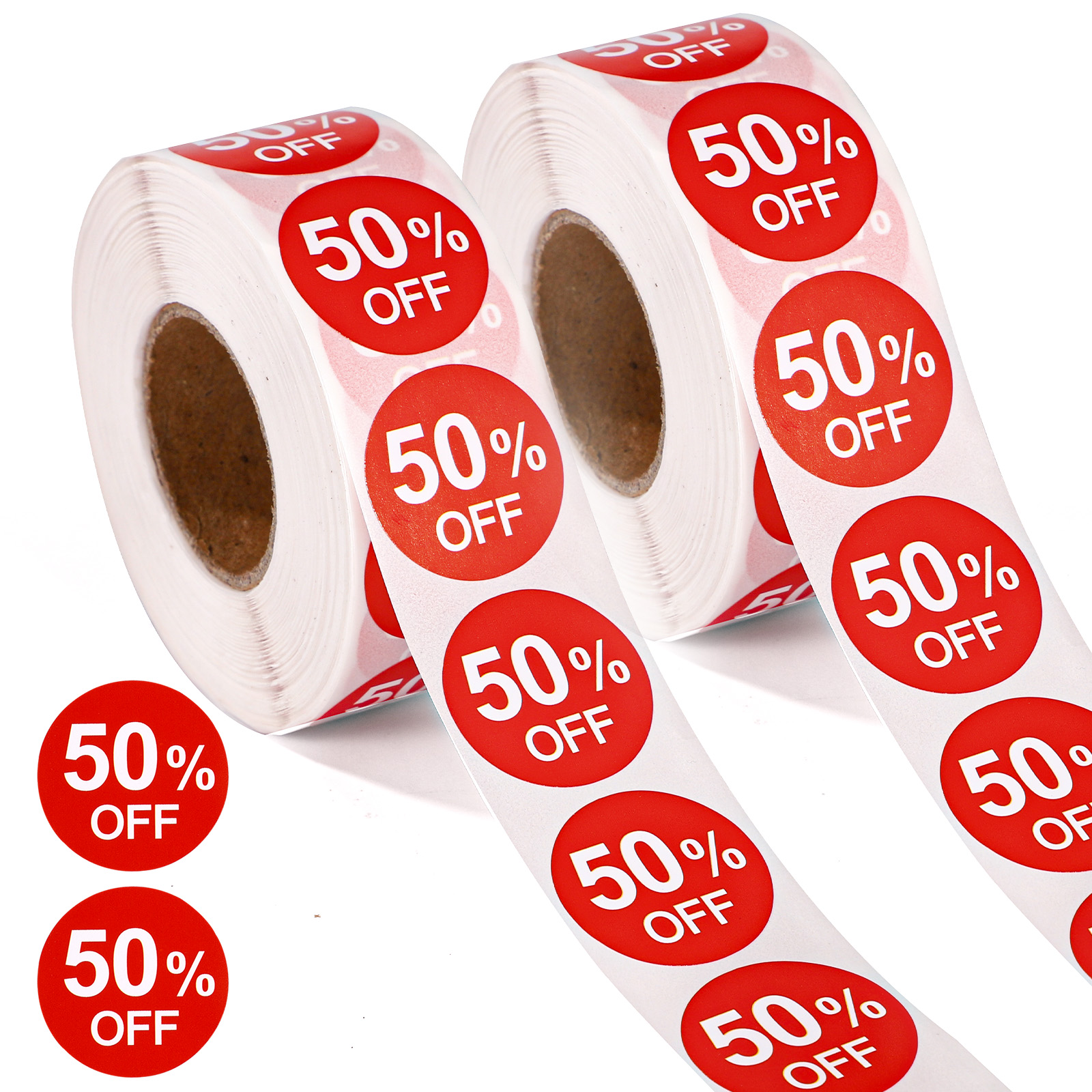 2000pcs 50 discount stickers 1in round self   50 percent off signs promotion labels price markers reduced tags for retail stores supermarkets shops red