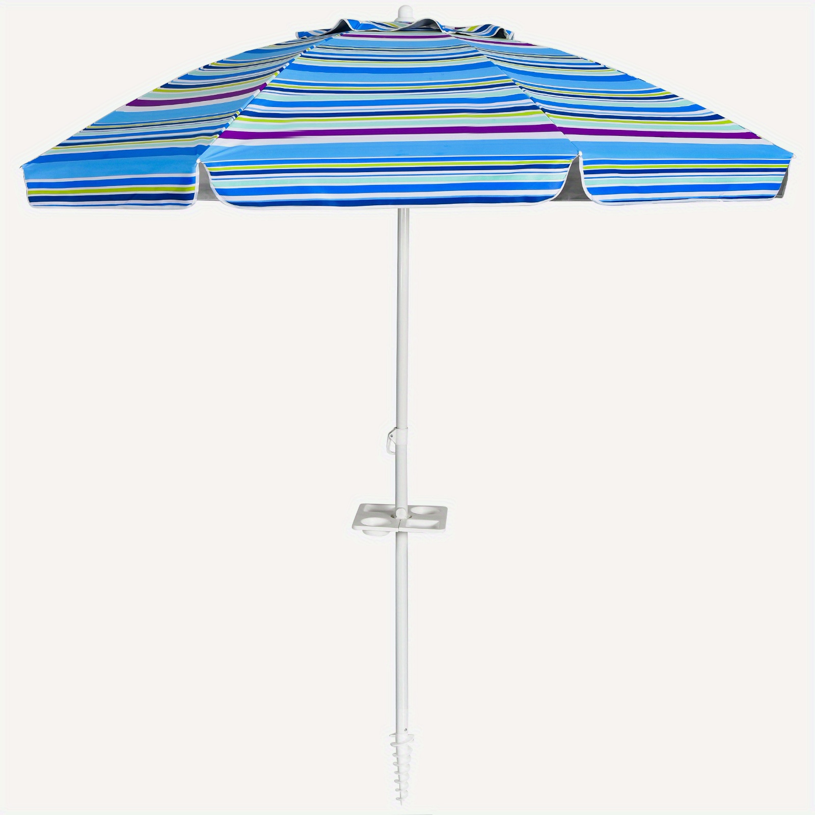 Image of 7.2ft Beach Umbrella, Portable Beach Umbrella W/sand Anchor&tilt Mechanism, 8 Sturdy Rib& Pole, Carrying Bag, Outdoor Beach Umbrella