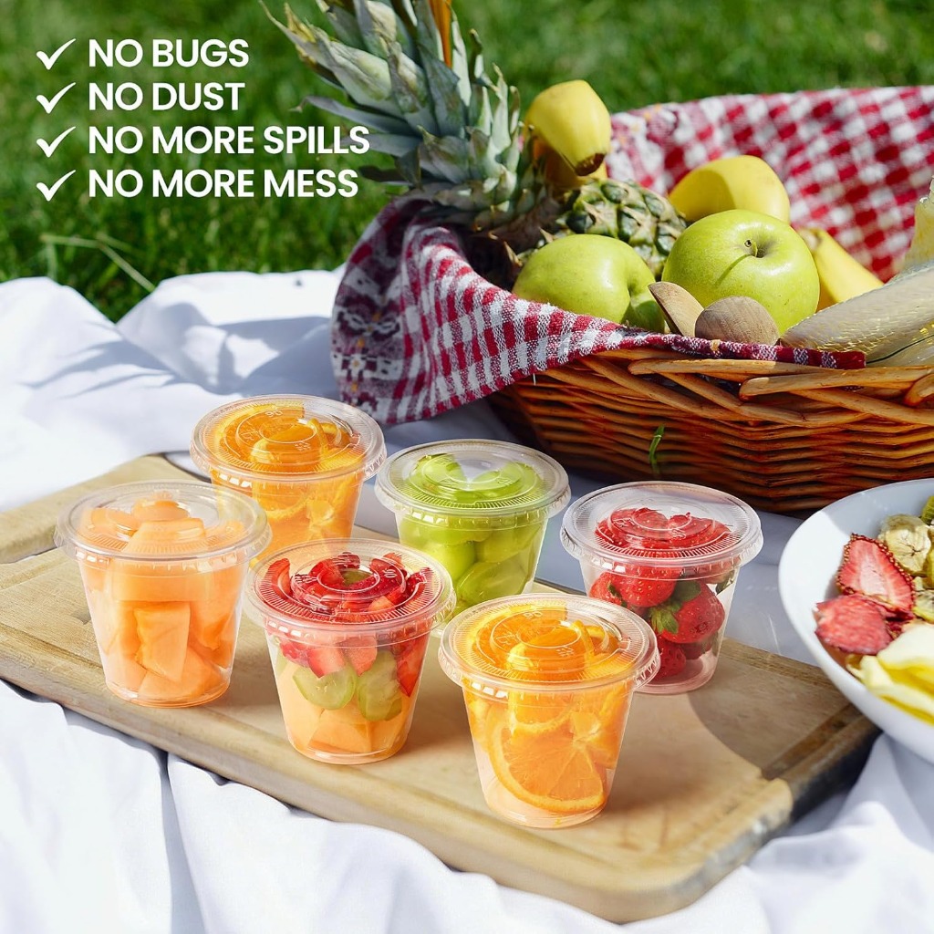 72pcs Large Clear Plastic Cream Cups with Flat Lids