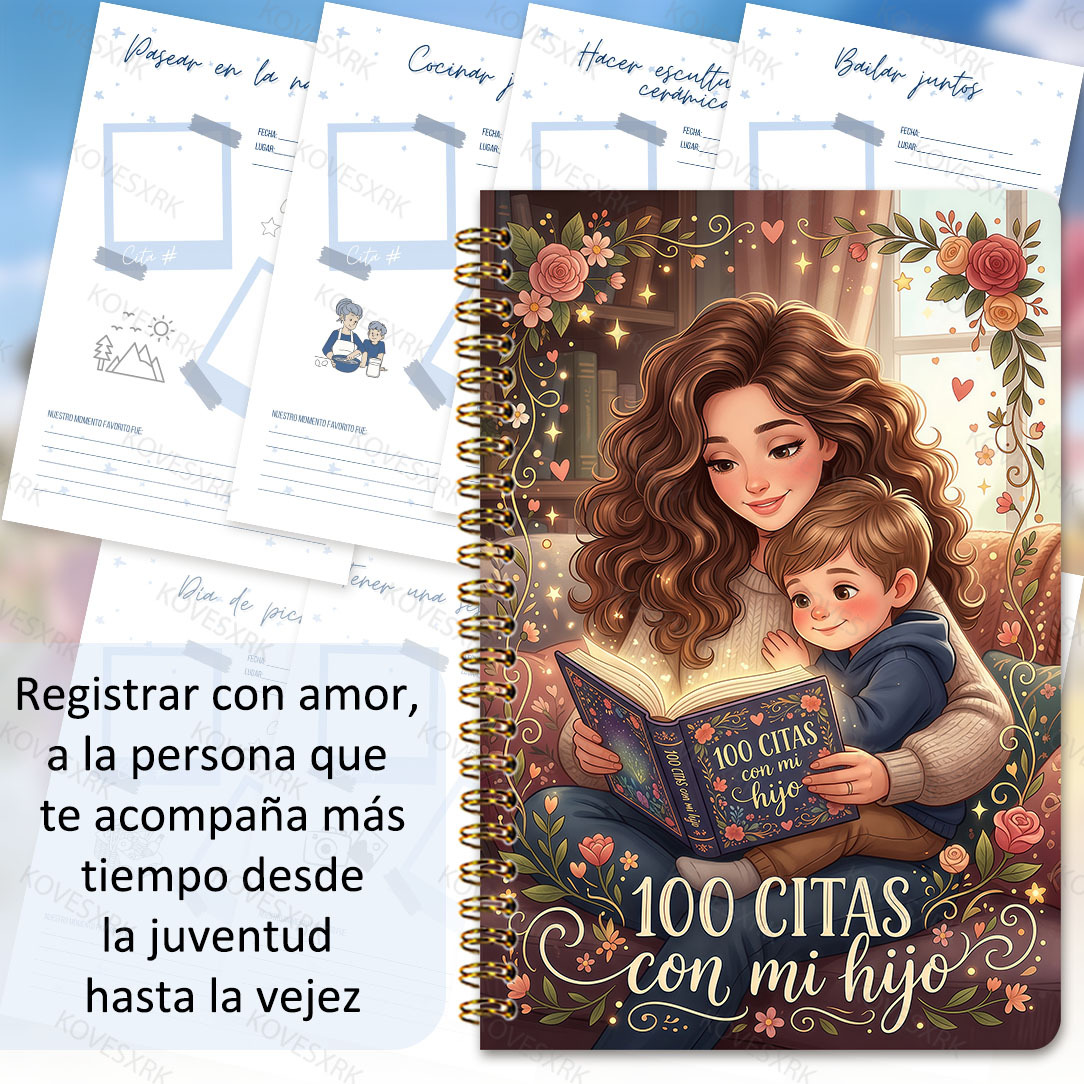 TEMU KOVESXRK 1 Cuaderno para Grabar la Relación de 100 Días de la y | Diario de de Lectura Conjunta de la y - Español | Acompañando el Crecimiento |
