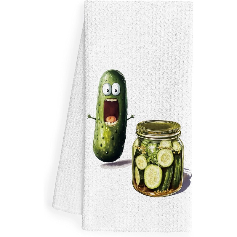 TEMU 1PC 18*26POUCE Serviettes de cuisine humoristiques à la cornichon, cadeaux parfaits qui les cornichons, torchons décoratifs pour à pour et les à