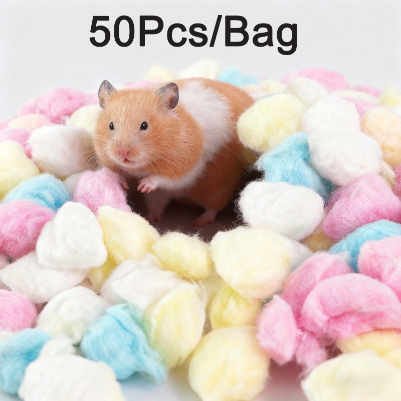 TEMU 50 stuks Warm Dierenbeddengoed - Zachte Winter Hamster Nest Kussen Geschikt voor Hamsters, Egels, Dwerghamsters - Makkelijk Schoon te Maken Kooi