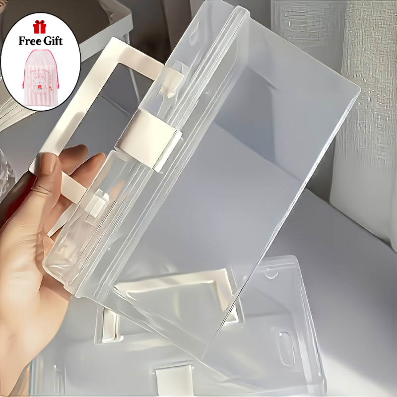 TEMU 2pcs Set: Large Storage Box + 1 Free Strawberry Bunny Storage Bag *zxf - Large Storage Box, 2pcs Set Of Transparent Plastic Storage Boxes With