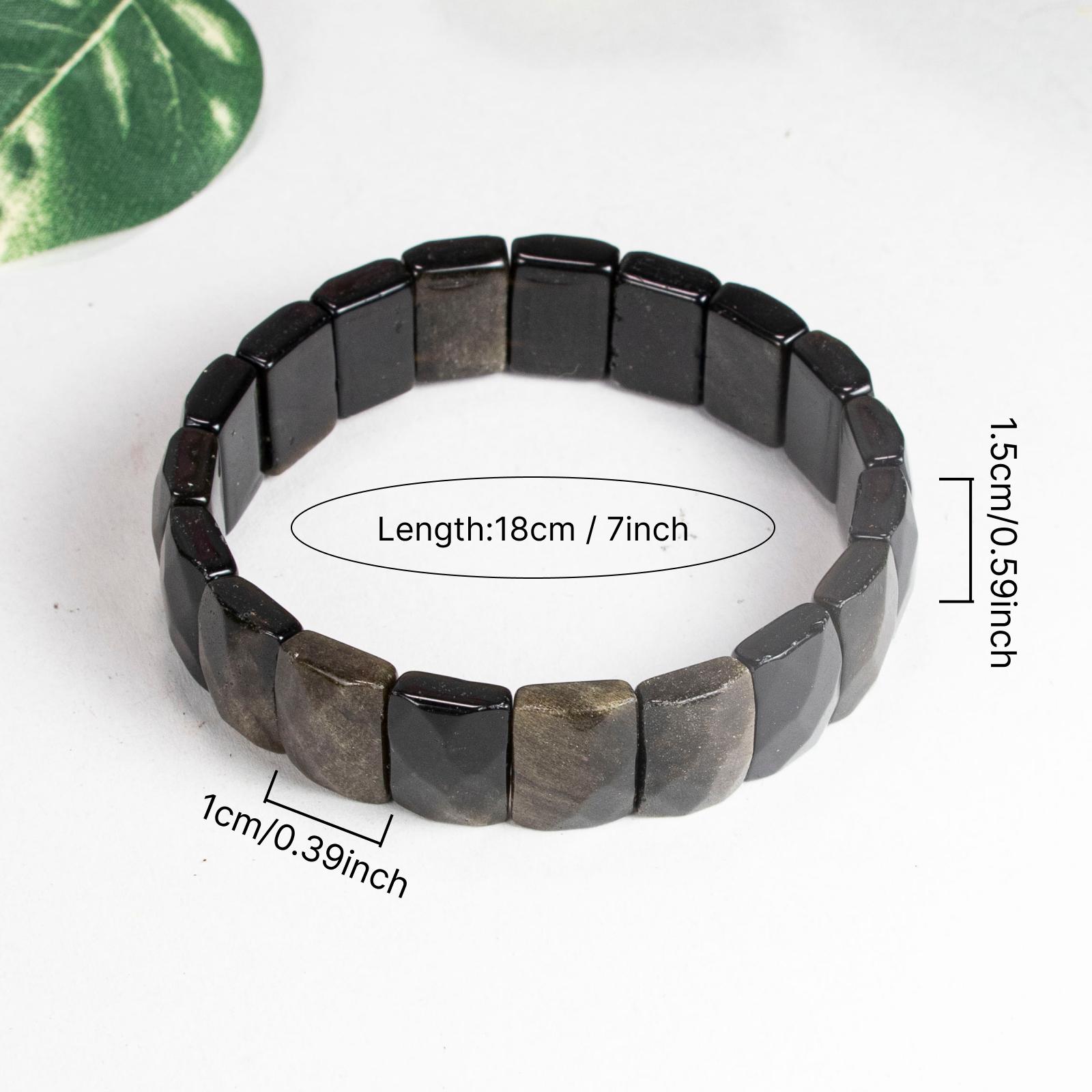Natural Golden Obsidian Wide Bangle Bracelet, Handmade Bohemian Style