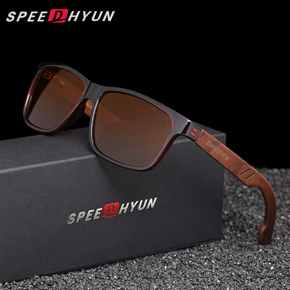 SPEEDHYUN Vintage Box Polarized Sunglasses Unisex