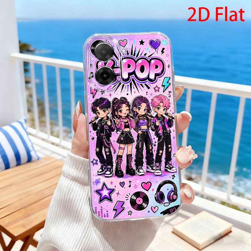 TEMU Phone Case - 2d Flat Love Heart Music Theme Cartoon Pattern Phone Case For Redmi 12c 13 14c 15 5g 15c 5g A3 A5 4g Note 10 11s 12 13 14 15pro+