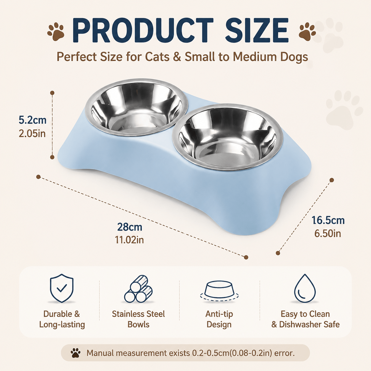 Personalized 2-In-1 Drinking and Feeding High-Leg Pet Bowl