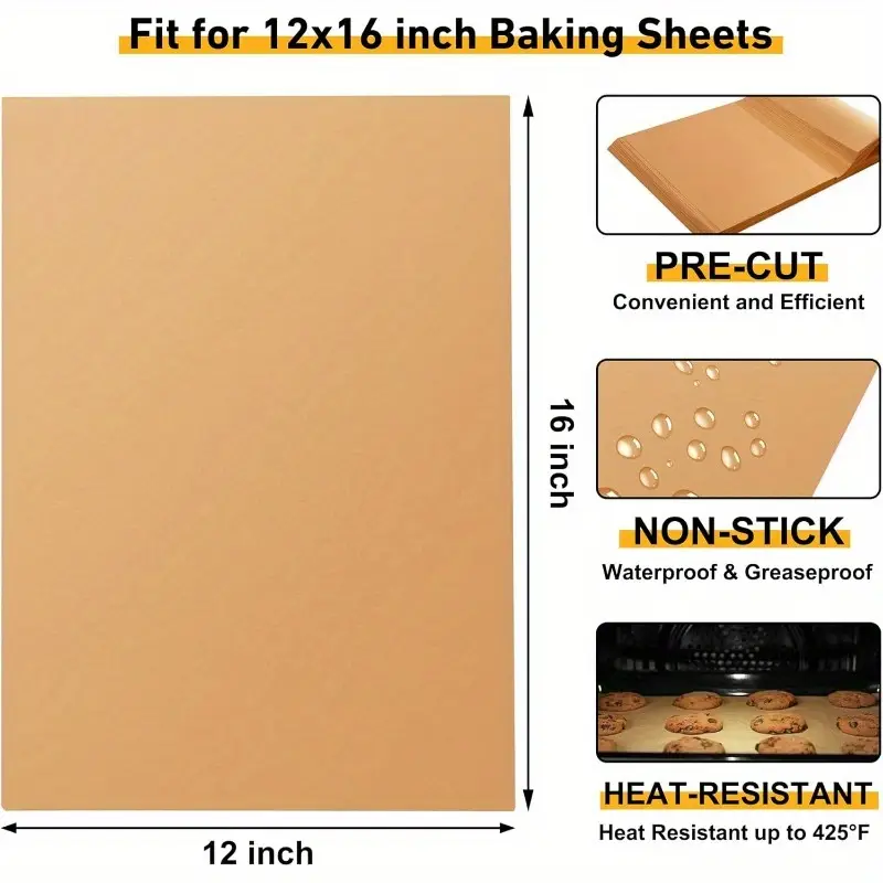 200 sheets parchment paper - extra thick 45gsm precut baking liners, unbleached & individually wrapped, 12x16 inches with rounded corners for air fryer, oven, grill, steamer - heavy duty disposable for, pizza, roasting, pastries - cost-effective bulk pack - double silicone coating for easy , grilling, frying, and steaming, stacked in box for convenient use, air fryer liners non stick, air fryer liners large size Product details 2