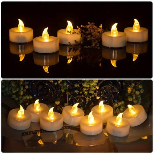 12pcs 24pcs battery tea lights led realistic and bright holiday gift operated flameless for seasonal festival celebration warm yellow lamp battery powered