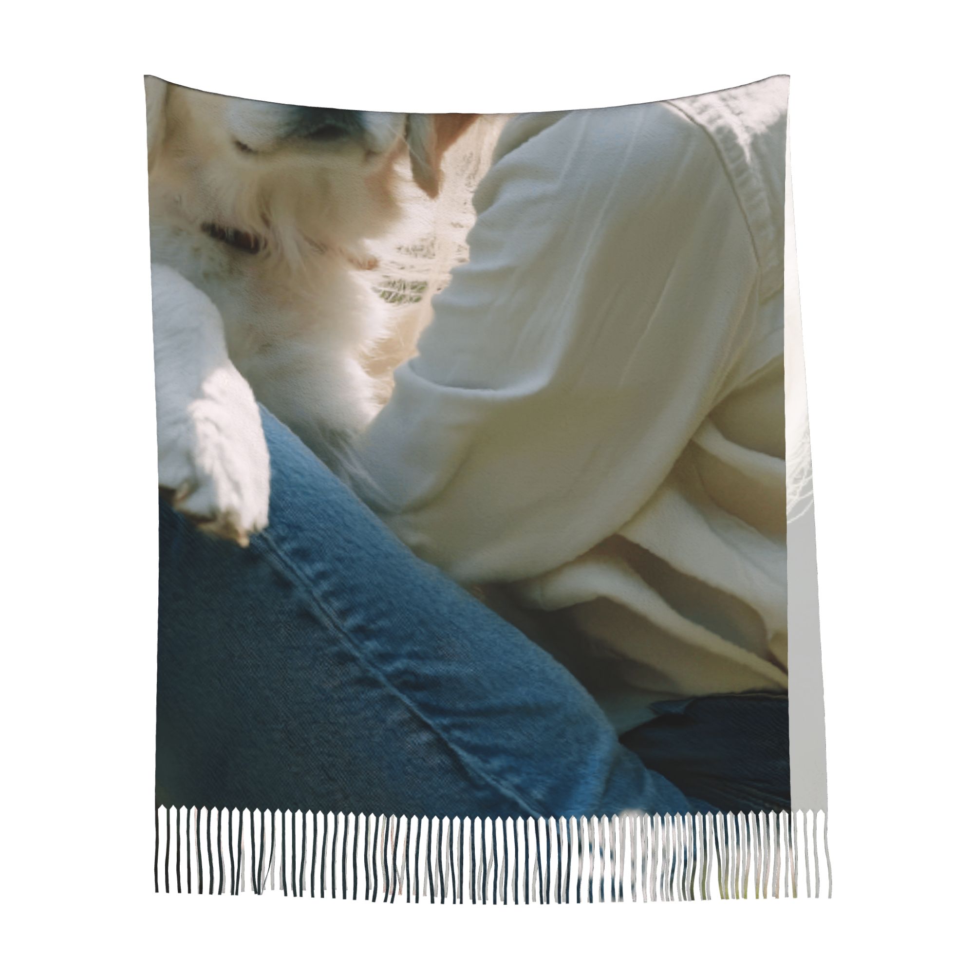 TEMU Fancy Personalized Custom Photo/logo Scarf Shawl Wrap - Oversized Fringe Tassel Suitable For &, Cozy Warm Winter Shawl For Travel, Daily Wear,