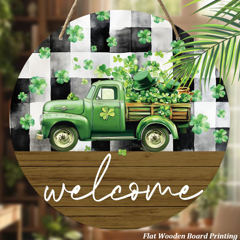 

Room Decor 1pc 's Day Wooden Welcome Sign With Green Truck And Shamrocks - Decor For Home, Office, Porch, And Garage - Holiday Party Decoration