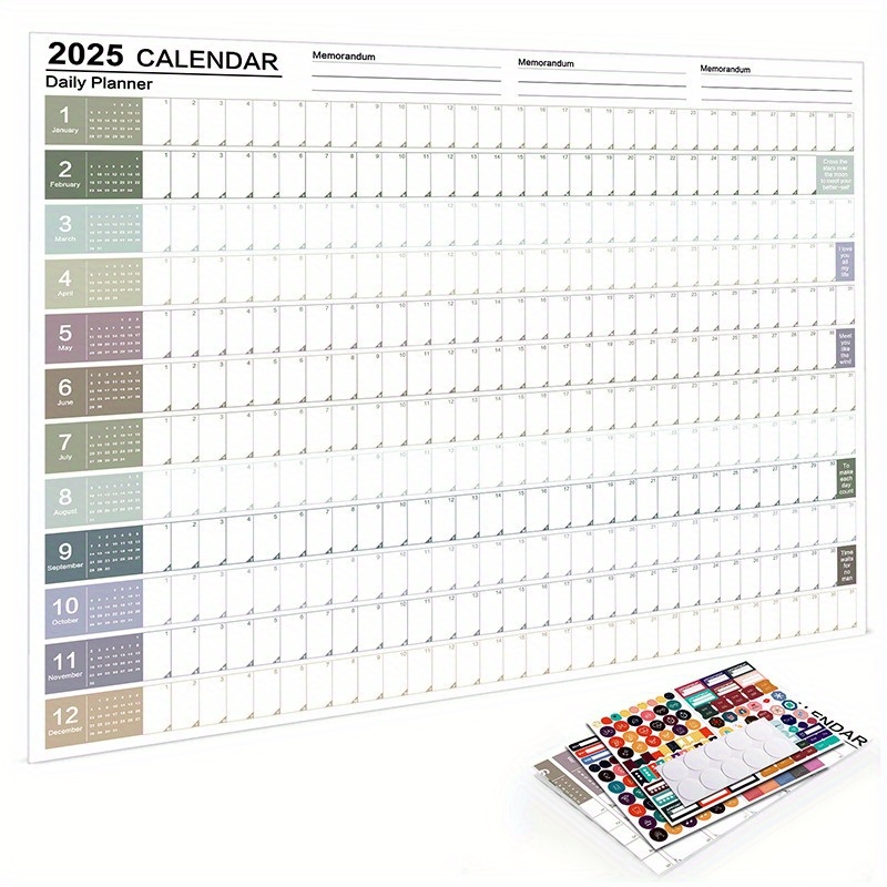 

2025 Full Year Wall Calendar, Large Desktop Wall Calendar, To December, 20.7" X 29.2", Paper Creative Simple Planner, Includes 4 Decorative Stickers And Double-sided Round Labels