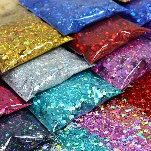 7 bag holographic resin glitter set suitable for diy crafts holiday decorations slimes handicrafts and jewelry making 7 color options craft glitter holographic effect durable resin material 5 grams per bag