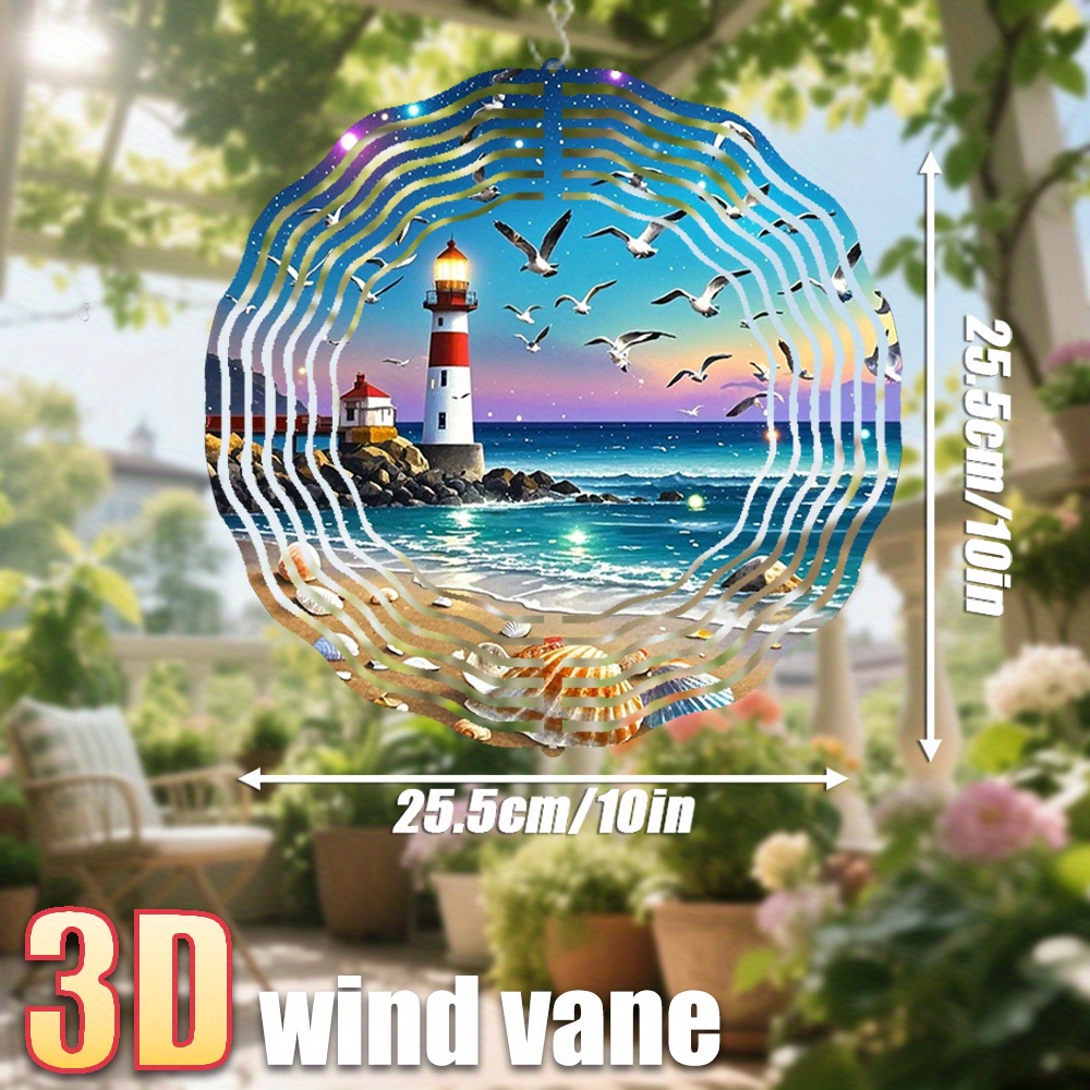 E-shop 3D . „Möwen am schwebend, ruhige Küste.“ „25,5 cm/10 Zoll*25,5 cm/10 Zoll mit Drehhaken, 360° kreativer DIY-Windspinner“ 360° drehbarer Haken