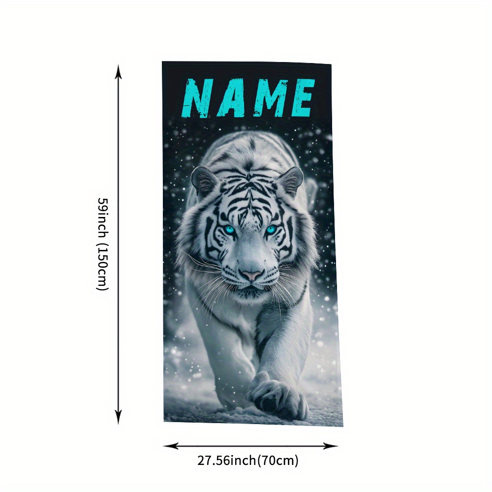 TEMU 1pc White Towel, Custom Name Beach Towel, Microfiber, Lightweight & Super Absorbent, Summer Beach Blanket, Large Pool Bath Towel, For Yoga, ,
