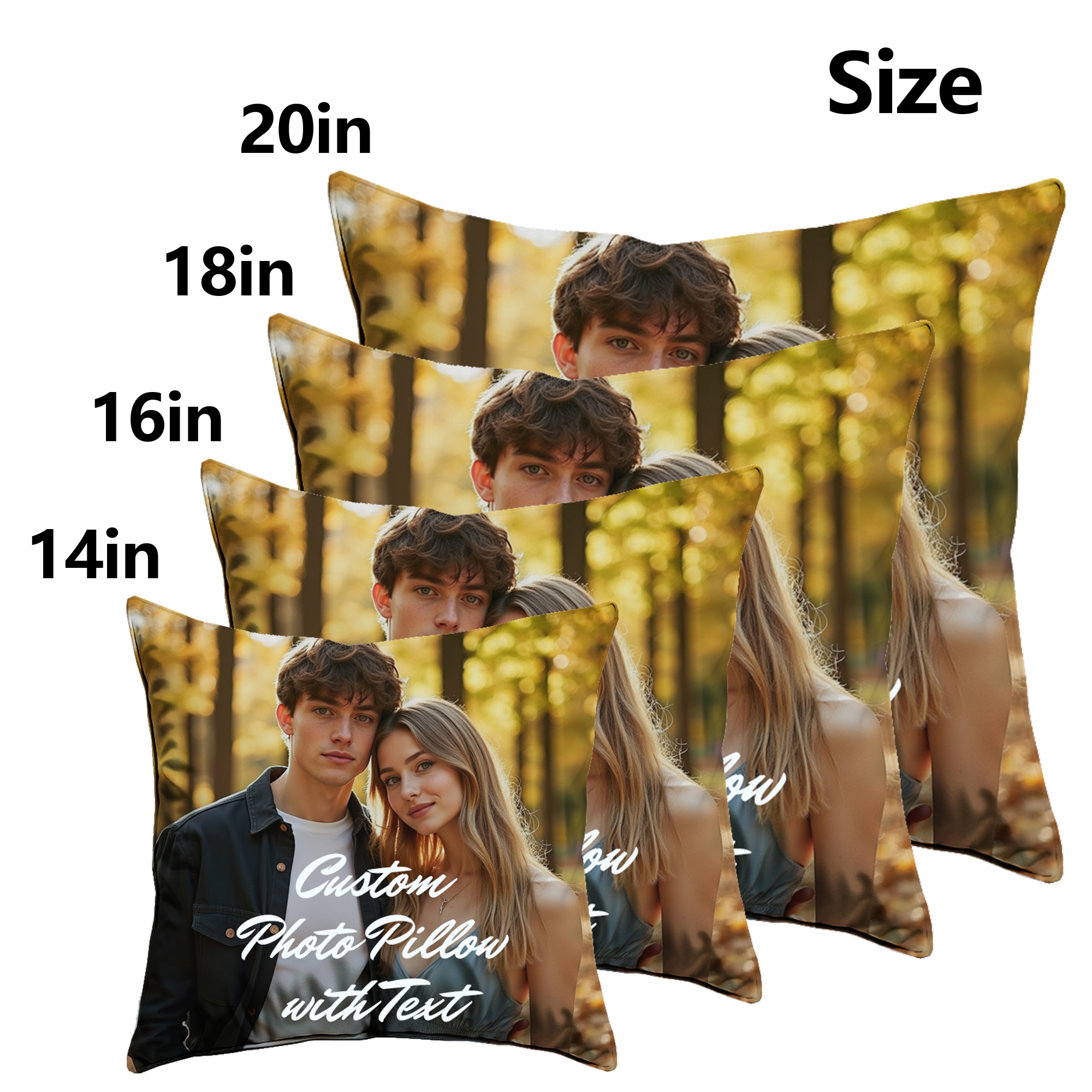 TEMU [customizable] 1pc Customizable Pillow, Double-sided Or Single-sided, Same Image Printed On Sides, Multiple Materials , 14/16/18/20 Inches ,