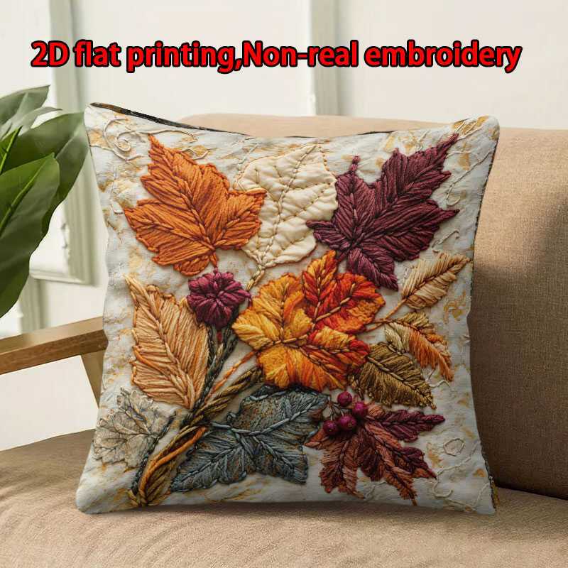 TEMU 2d Flat - 2d Flat 1pc Autumn Print Throw Pillow Cover Comfortable Decorative Cushion Cover For Home Farmhouse, Used For Chair, Living Room