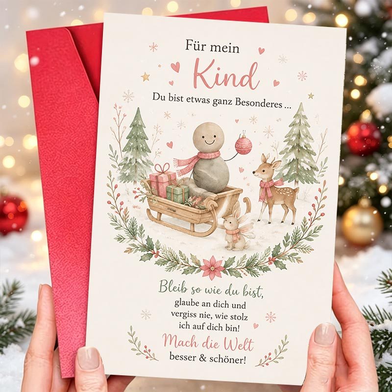 1   kerstwenskaart - Kerstthema wenskaart voor dierbaren, ideaal voor feestelijke geschenken