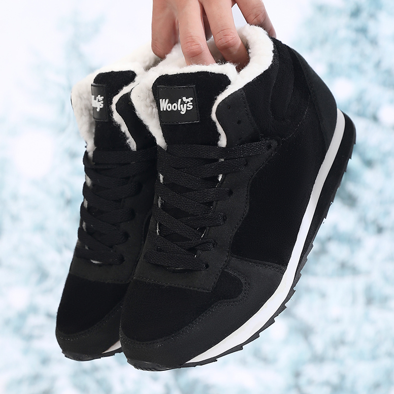 TEMU Winter Men's Elegant Snow Sports Boots With High Top And Thick Artificial Plush Lining, Cold Resistant, Warm, Anti-slip, Wear-resistant Sole,