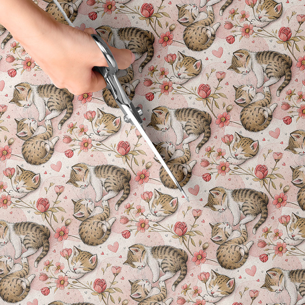 TEMU 1pc Tissu Imprimé Chat - 59 X 19.68 Inches (150 X 50 Cm) Tissu Polyester Pré-Coupé avec Motif - Convient pour la Couture, le Scrapbooking, les