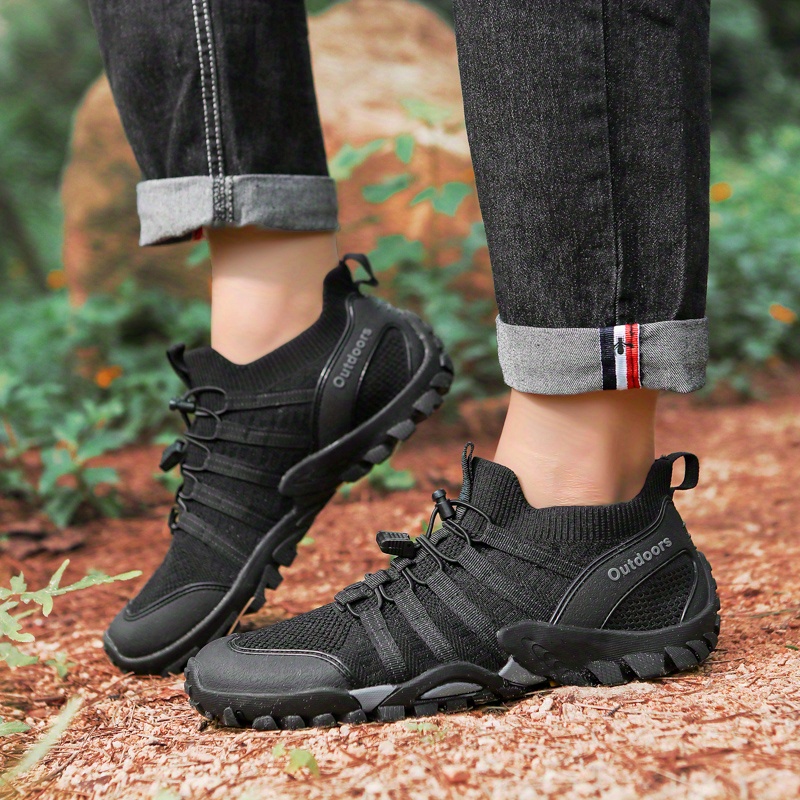 Unisex Hiking Boots Breathable, Lightweight Slip-* Shoes for Running,  Mountaineering Casual Wear, Round Toe Fabric Upper, Rubber