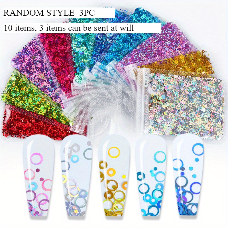 TEMU Laser Hollow Round Nail Art Sequins Laser Mixed Nail Art Jewelry